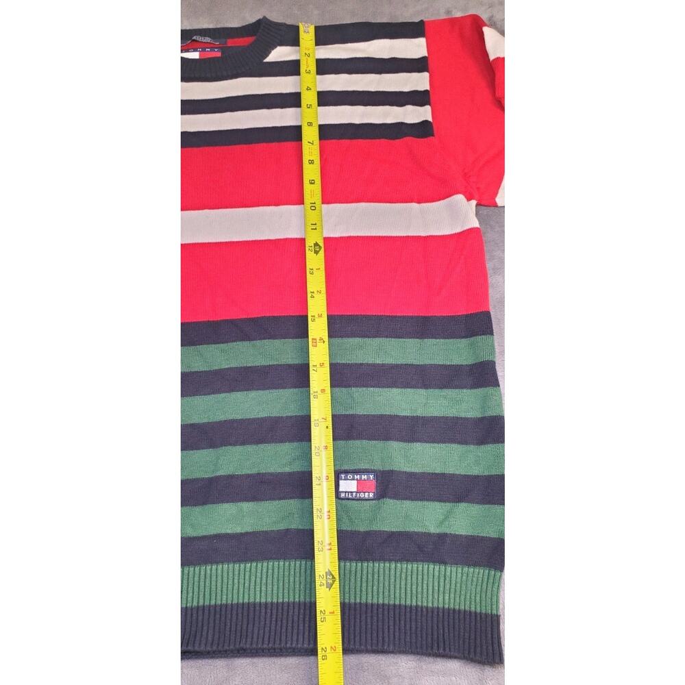 Tommy Hilfiger SZ L Jumper Sweater Men's Red Striped Knit Long Sleeve C19-18 - Picture 2 of 8
